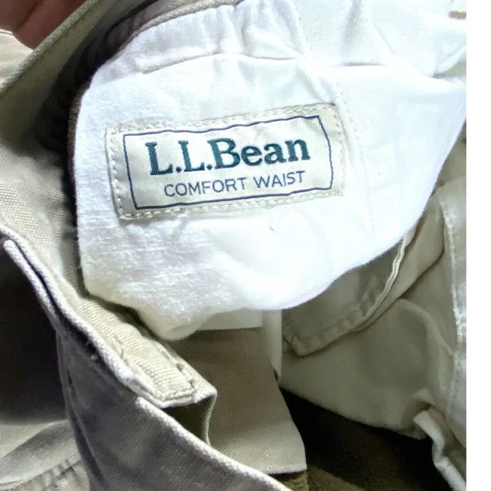 LL Bean Cargo Work Pants Men's 36x32 Comfort Waist Khaki Work Fleece Lined‎